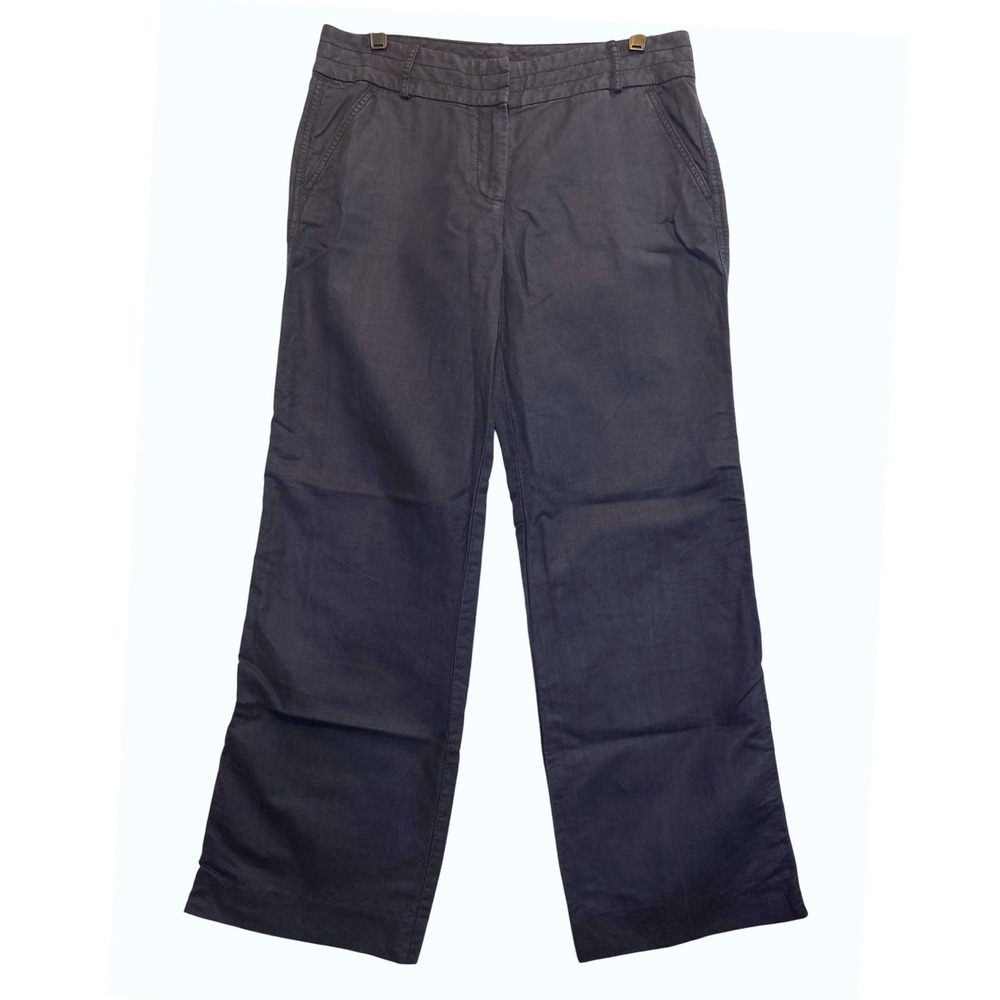 J.Crew Pants Women 8 Navy Blue Favorite Fit Linen Blend Wide Leg 74867 Vintage